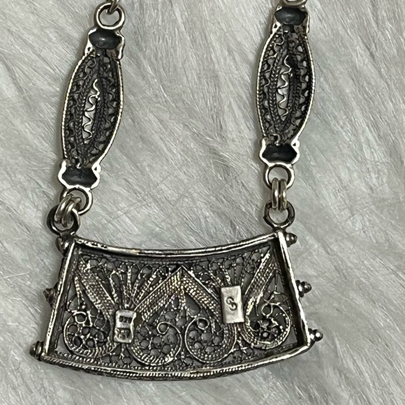 Sterling Silver Filagree Lapis Necklace - Picture 6 of 13